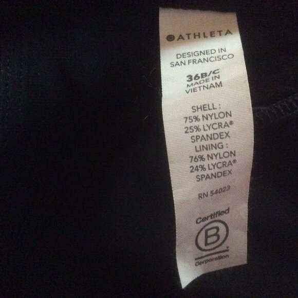 Athleta Square Neck Black Bra Cup Activewear Convertible Bikini Top Size 36 B/C - Picture 3 of 5